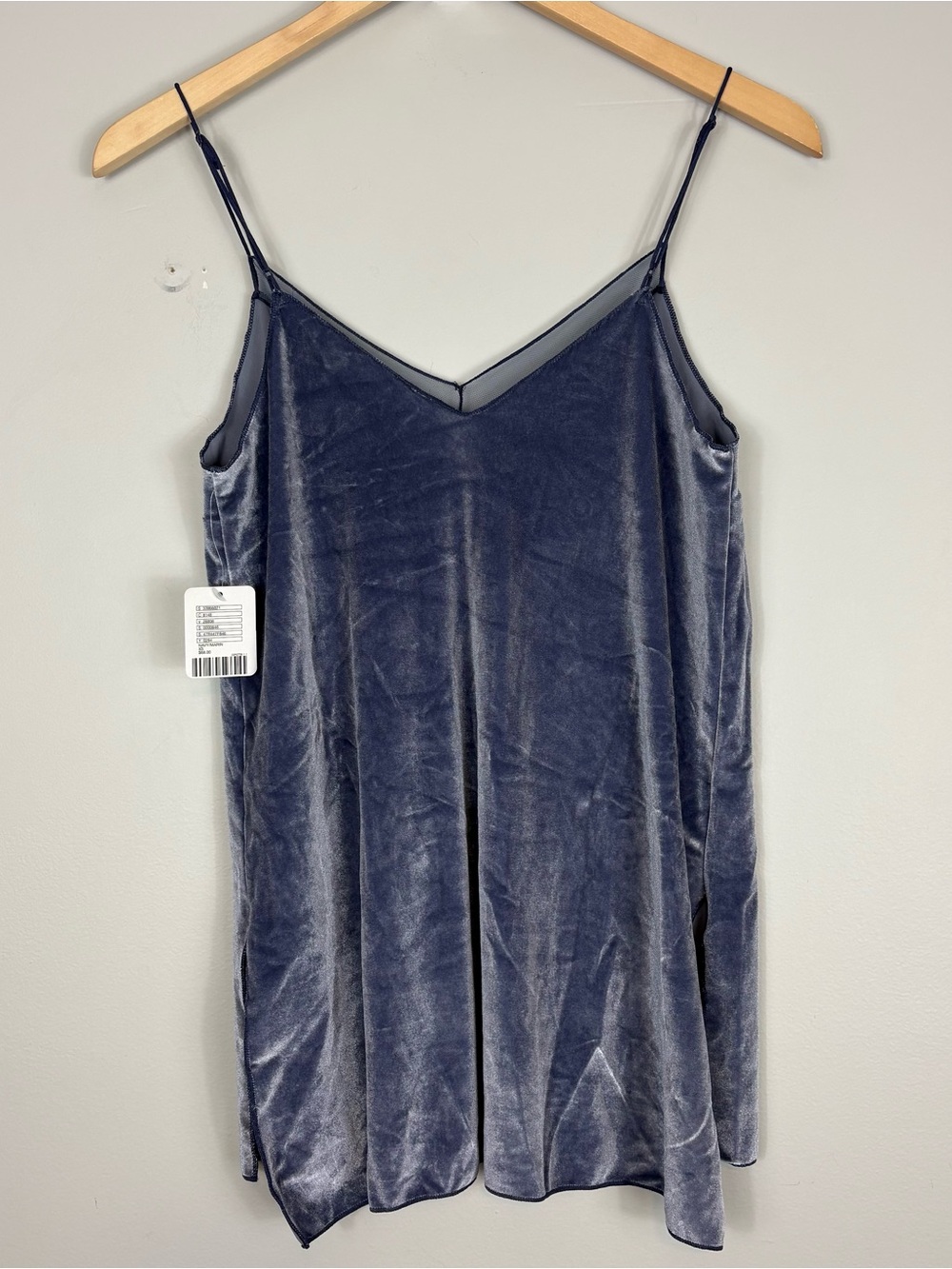Intimately Free People Velvet Cami Sz XS Mesh Trim Periwinkle Tank - Picture 8 of 9